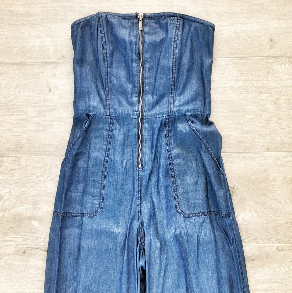 Strapless Denim Wide Leg Onesie